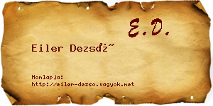 Eiler Dezső névjegykártya